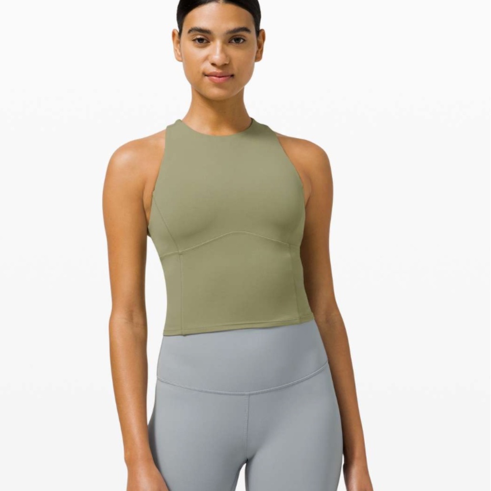 NWT Lululemon Key to Balance Tank Nulu™ Size 6 cropped tank top Rosemary Green